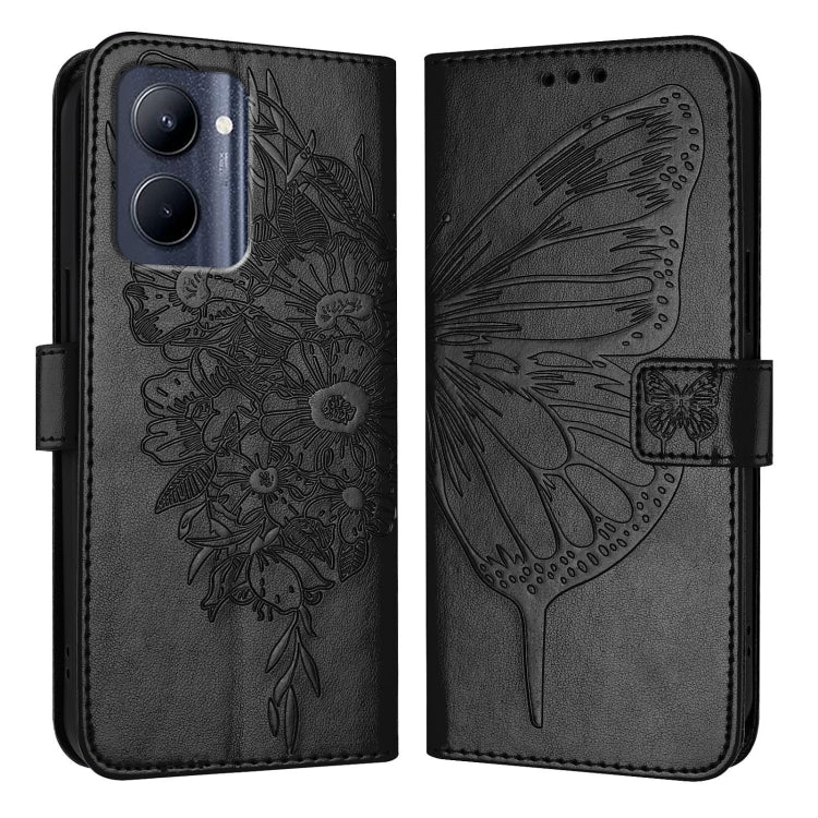 Embossed Butterfly Leather Phone Case, For Realme Narzo 60 Pro Global, For Realme C65 4G Global, For Realme C33 2022 / C33 2023 Global