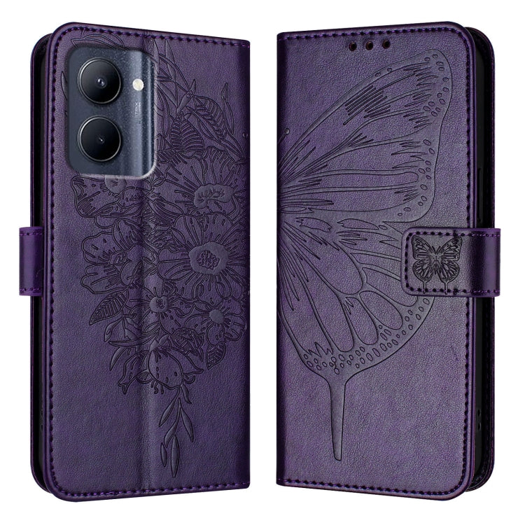 Embossed Butterfly Leather Phone Case, For Realme Narzo 60 Pro Global, For Realme C65 4G Global, For Realme C33 2022 / C33 2023 Global