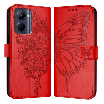 Embossed Butterfly Leather Phone Case, For Realme Narzo 60 Pro Global, For Realme C65 4G Global, For Realme C33 2022 / C33 2023 Global