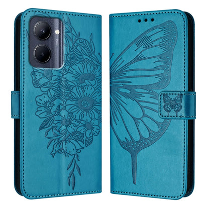 Embossed Butterfly Leather Phone Case, For Realme Narzo 60 Pro Global, For Realme C65 4G Global, For Realme C33 2022 / C33 2023 Global