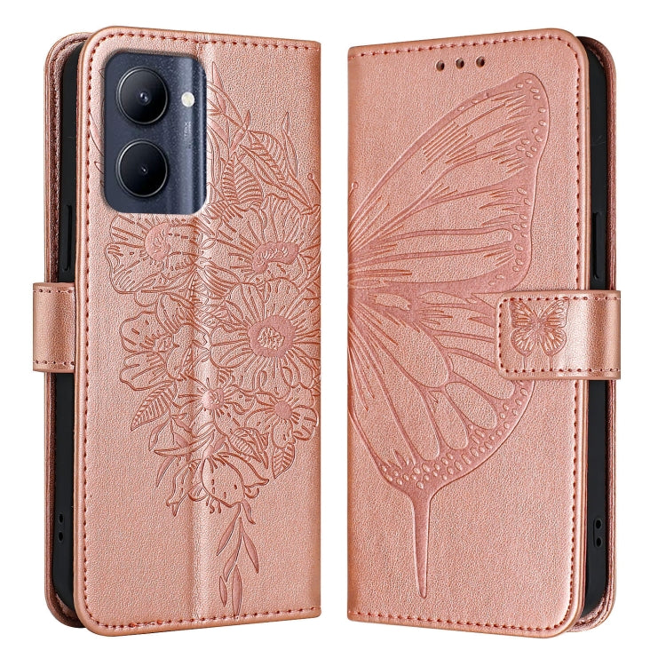 Embossed Butterfly Leather Phone Case, For Realme Narzo 60 Pro Global, For Realme C65 4G Global, For Realme C33 2022 / C33 2023 Global