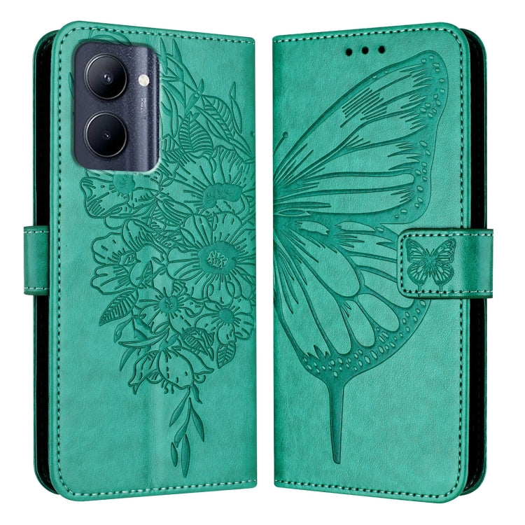 Embossed Butterfly Leather Phone Case, For Realme Narzo 60 Pro Global, For Realme C65 4G Global, For Realme C33 2022 / C33 2023 Global