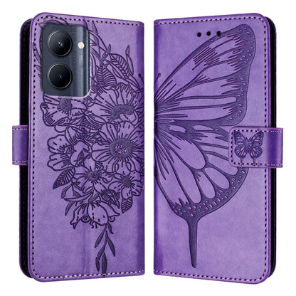 Embossed Butterfly Leather Phone Case, For Realme Narzo 60 Pro Global, For Realme C65 4G Global, For Realme C33 2022 / C33 2023 Global