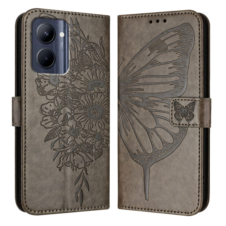 Embossed Butterfly Leather Phone Case, For Realme Narzo 60 Pro Global, For Realme C65 4G Global, For Realme C33 2022 / C33 2023 Global