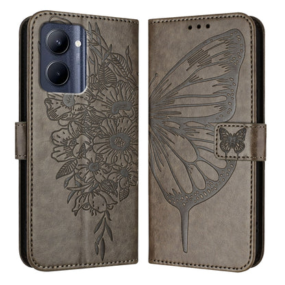 Embossed Butterfly Leather Phone Case, For Realme Narzo 60 Pro Global, For Realme C65 4G Global, For Realme C33 2022 / C33 2023 Global