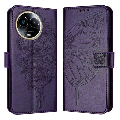 Embossed Butterfly Leather Phone Case, For Realme GT5 240W / GT5 5G, For Realme 11 5G Global / 11X 5G, For Realme C53 India/Narzo N53 4G Global