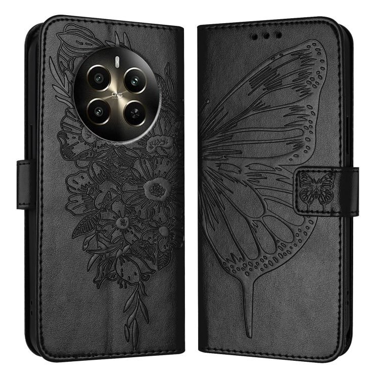 Embossed Butterfly Leather Phone Case, For Realme GT 6 5G Global, For Realme GT 6T 5G Global, For Realme 12+ Global/Narzo 70 Pro India