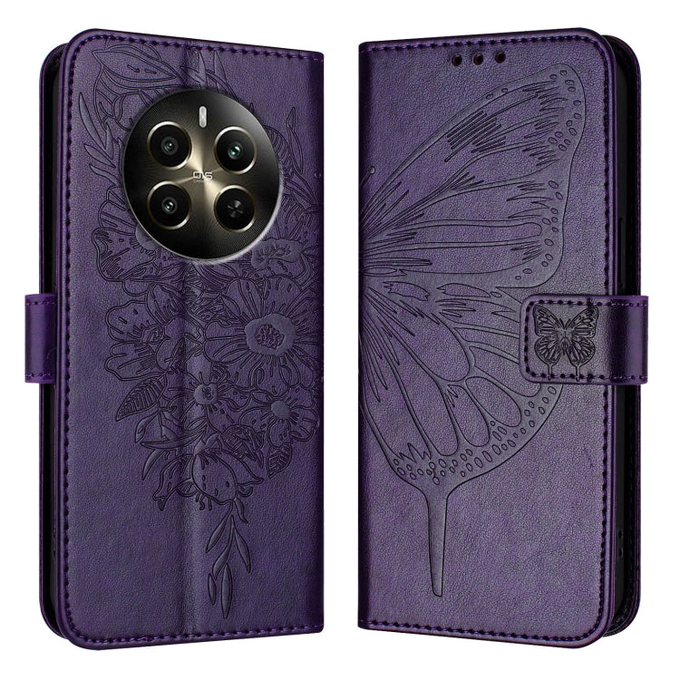 Embossed Butterfly Leather Phone Case, For Realme GT 6 5G Global, For Realme GT 6T 5G Global, For Realme 12+ Global/Narzo 70 Pro India