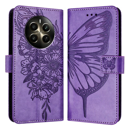 Embossed Butterfly Leather Phone Case, For Realme GT 6 5G Global, For Realme GT 6T 5G Global, For Realme 12+ Global/Narzo 70 Pro India