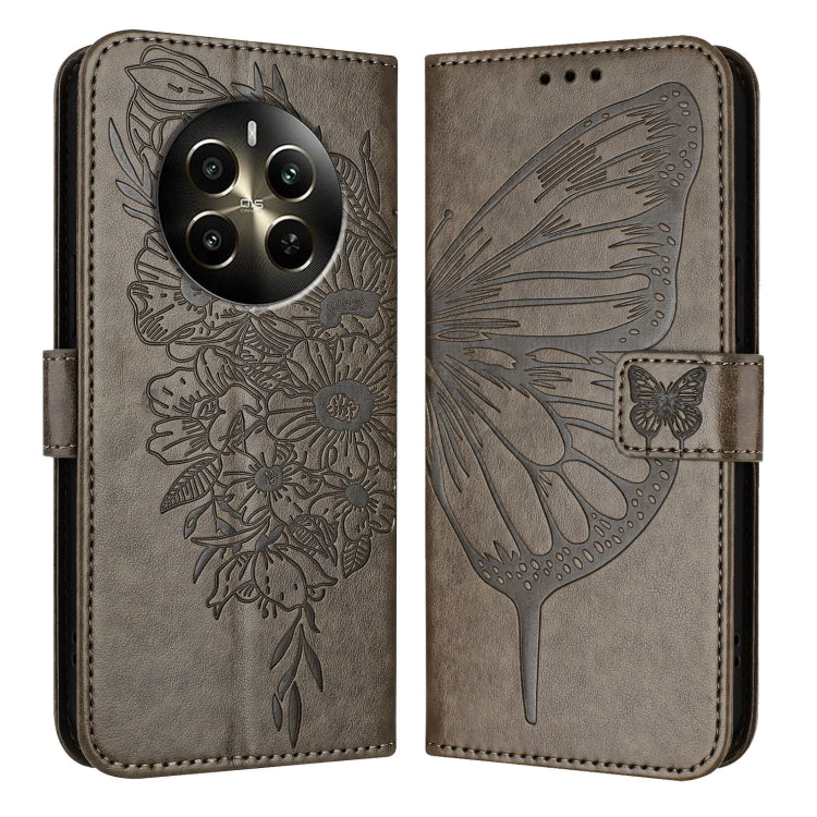 Embossed Butterfly Leather Phone Case, For Realme GT 6 5G Global, For Realme GT 6T 5G Global, For Realme 12+ Global/Narzo 70 Pro India