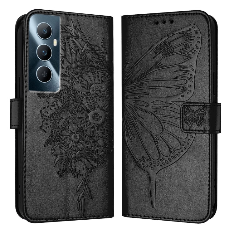 Embossed Butterfly Leather Phone Case, For Realme Narzo 60 Pro Global, For Realme C65 4G Global, For Realme C33 2022 / C33 2023 Global