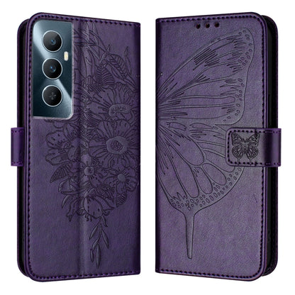 Embossed Butterfly Leather Phone Case, For Realme Narzo 60 Pro Global, For Realme C65 4G Global, For Realme C33 2022 / C33 2023 Global