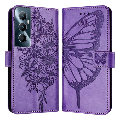 Embossed Butterfly Leather Phone Case, For Realme Narzo 60 Pro Global, For Realme C65 4G Global, For Realme C33 2022 / C33 2023 Global
