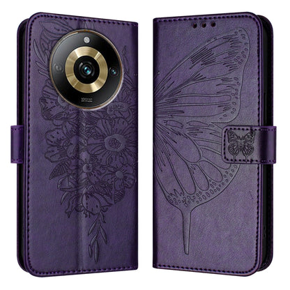 Embossed Butterfly Leather Phone Case, For Realme Narzo 60 Pro Global, For Realme C65 4G Global, For Realme C33 2022 / C33 2023 Global