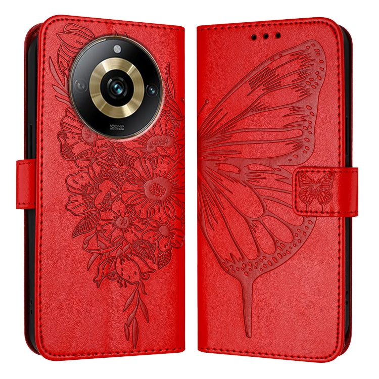 Embossed Butterfly Leather Phone Case, For Realme Narzo 60 Pro Global, For Realme C65 4G Global, For Realme C33 2022 / C33 2023 Global