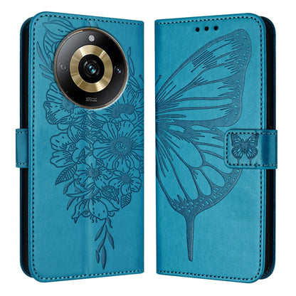 Embossed Butterfly Leather Phone Case, For Realme Narzo 60 Pro Global, For Realme C65 4G Global, For Realme C33 2022 / C33 2023 Global