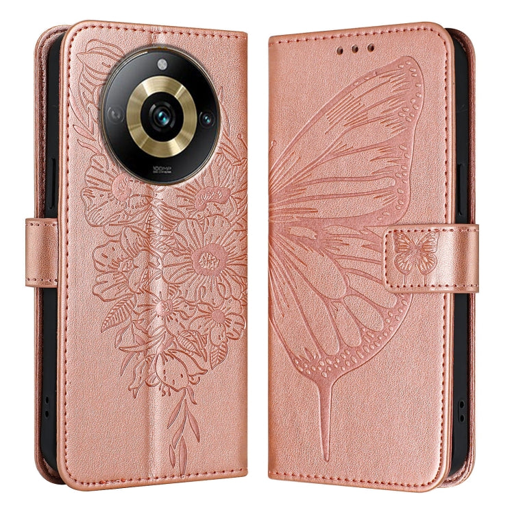 Embossed Butterfly Leather Phone Case, For Realme Narzo 60 Pro Global, For Realme C65 4G Global, For Realme C33 2022 / C33 2023 Global