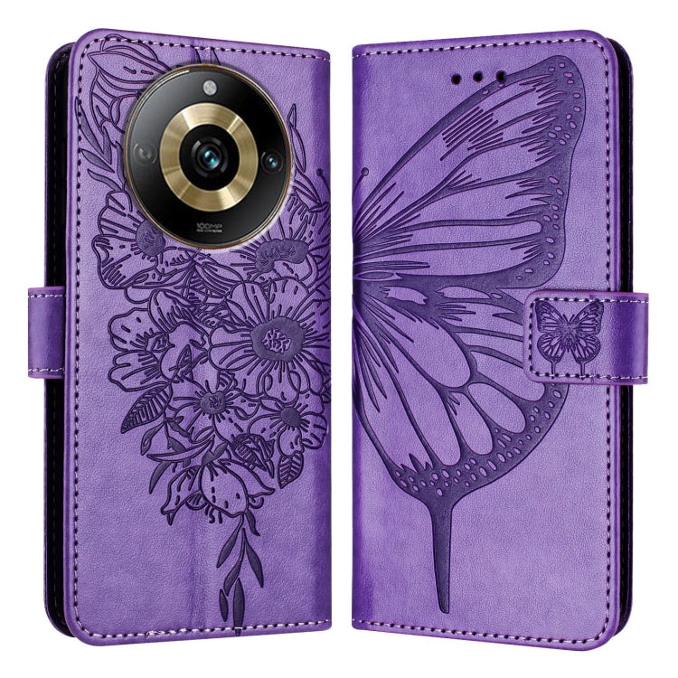 Embossed Butterfly Leather Phone Case, For Realme Narzo 60 Pro Global, For Realme C65 4G Global, For Realme C33 2022 / C33 2023 Global