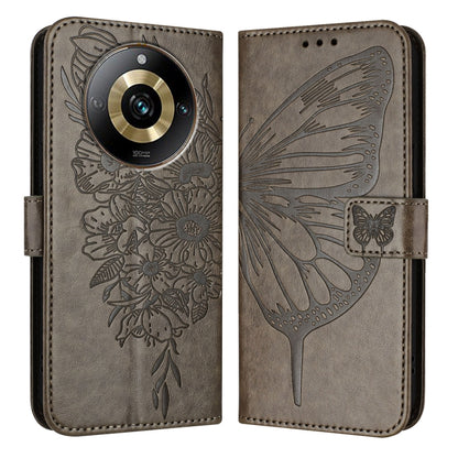 Embossed Butterfly Leather Phone Case, For Realme Narzo 60 Pro Global, For Realme C65 4G Global, For Realme C33 2022 / C33 2023 Global
