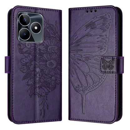 Embossed Butterfly Leather Phone Case, For Realme GT5 240W / GT5 5G, For Realme 11 5G Global / 11X 5G, For Realme C53 India/Narzo N53 4G Global