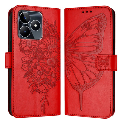 Embossed Butterfly Leather Phone Case, For Realme GT5 240W / GT5 5G, For Realme 11 5G Global / 11X 5G, For Realme C53 India/Narzo N53 4G Global