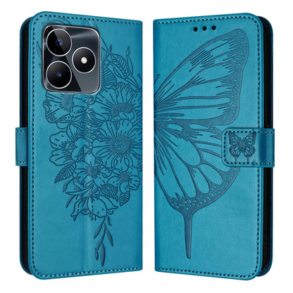 Embossed Butterfly Leather Phone Case, For Realme GT5 240W / GT5 5G, For Realme 11 5G Global / 11X 5G, For Realme C53 India/Narzo N53 4G Global