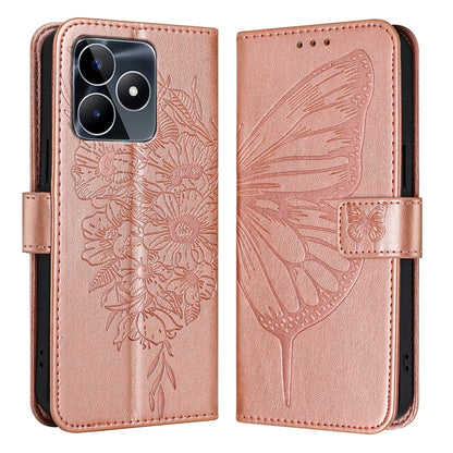Embossed Butterfly Leather Phone Case, For Realme GT5 240W / GT5 5G, For Realme 11 5G Global / 11X 5G, For Realme C53 India/Narzo N53 4G Global