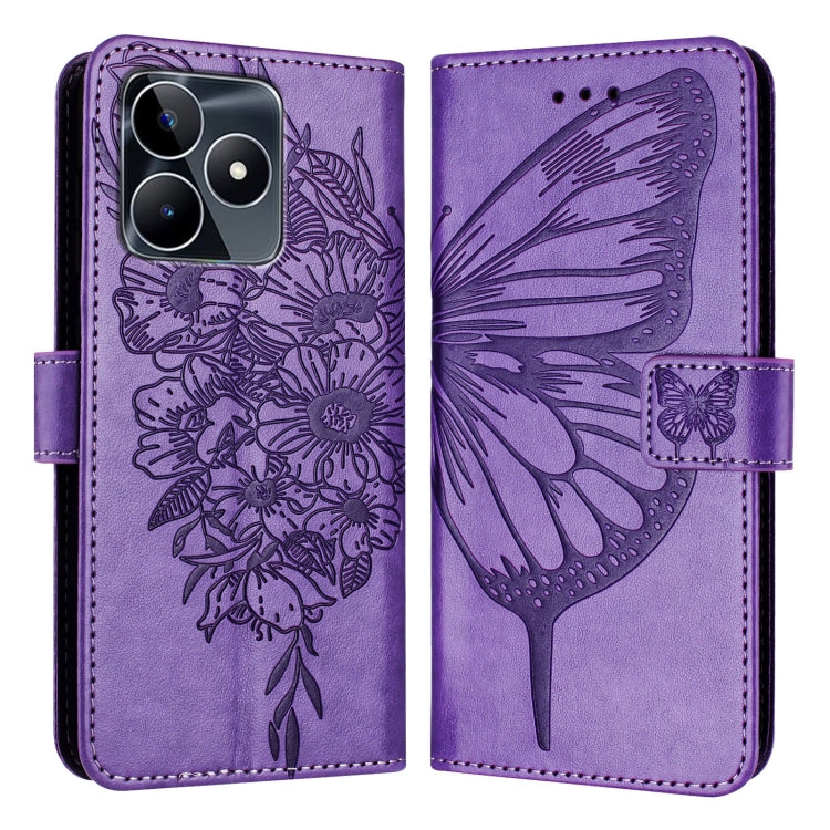 Embossed Butterfly Leather Phone Case, For Realme GT5 240W / GT5 5G, For Realme 11 5G Global / 11X 5G, For Realme C53 India/Narzo N53 4G Global