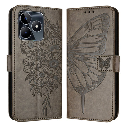 Embossed Butterfly Leather Phone Case, For Realme GT5 240W / GT5 5G, For Realme 11 5G Global / 11X 5G, For Realme C53 India/Narzo N53 4G Global