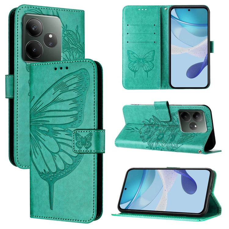 Embossed Butterfly Leather Phone Case, For Realme GT 6 5G Global, For Realme GT 6T 5G Global, For Realme 12+ Global/Narzo 70 Pro India