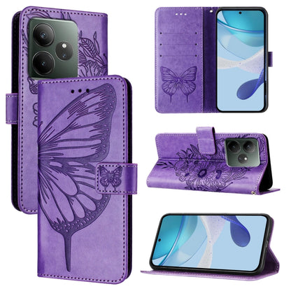 Embossed Butterfly Leather Phone Case, For Realme GT 6 5G Global, For Realme GT 6T 5G Global, For Realme 12+ Global/Narzo 70 Pro India