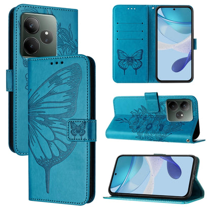 Embossed Butterfly Leather Phone Case, For Realme GT 6 5G Global, For Realme GT 6T 5G Global, For Realme 12+ Global/Narzo 70 Pro India
