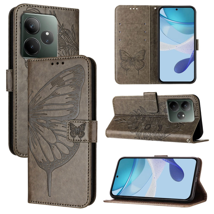 Embossed Butterfly Leather Phone Case, For Realme GT 6 5G Global, For Realme GT 6T 5G Global, For Realme 12+ Global/Narzo 70 Pro India