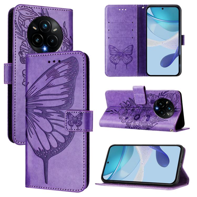 Embossed Butterfly Leather Phone Case, For Realme Narzo 80 Pro / 14 Pro 5G India, For Realme 14 5G Global / P3 5G India, For Realme 14 Pro+
