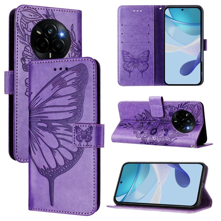 Embossed Butterfly Leather Phone Case, For Realme Narzo 80 Pro / 14 Pro 5G India, For Realme 14 5G Global / P3 5G India, For Realme 14 Pro+