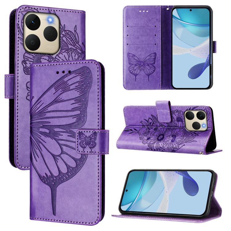 Embossed Butterfly Leather Phone Case, For Realme 15T Global, For Realme C71 4G India, For Realme 15 5G / Realme 15 Pro 5G