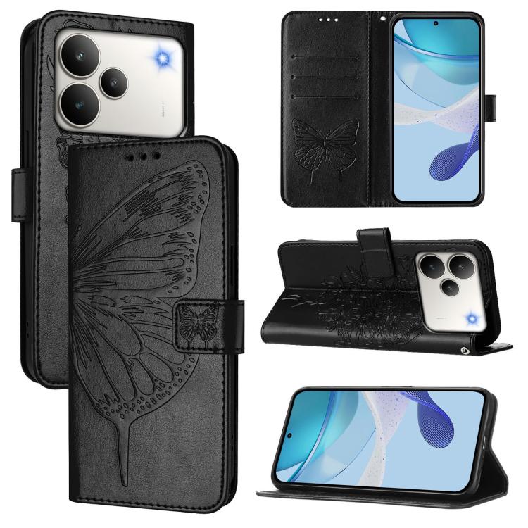 Embossed Butterfly Leather Phone Case, For Realme C85 5G / 15x 5G India, For Realme P4 Pro 5G, For Realme P4