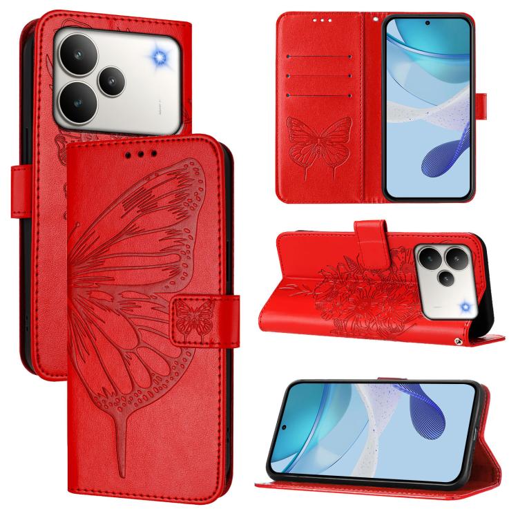Embossed Butterfly Leather Phone Case, For Realme C85 5G / 15x 5G India, For Realme P4 Pro 5G, For Realme P4