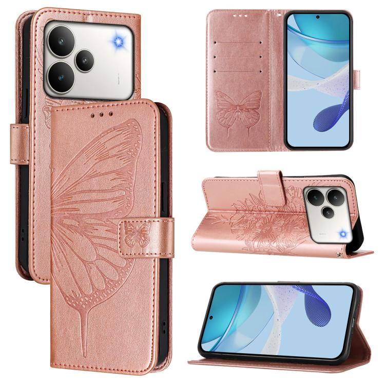 Embossed Butterfly Leather Phone Case, For Realme C85 5G / 15x 5G India, For Realme P4 Pro 5G, For Realme P4