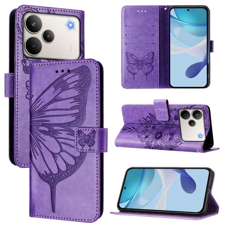 Embossed Butterfly Leather Phone Case, For Realme C85 5G / 15x 5G India, For Realme P4 Pro 5G, For Realme P4
