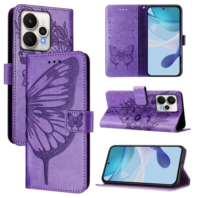 Embossed Butterfly Leather Phone Case, For Realme 15T Global, For Realme C71 4G India, For Realme 15 5G / Realme 15 Pro 5G