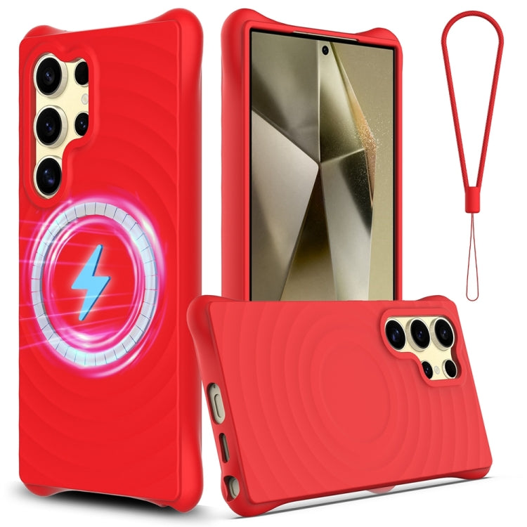 Wave Texture MagSafe Magnetic Liquid Silicone Phone Case, For Samsung Galaxy S25+ 5G, For Samsung Galaxy S25 Ultra 5G, For Samsung Galaxy S24 FE 5G, For Samsung Galaxy S24 Ultra 5G