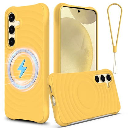Wave Texture MagSafe Magnetic Liquid Silicone Phone Case, For Samsung Galaxy S24+ 5G, For Samsung Galaxy S24 5G, For Samsung Galaxy S23 FE 5G, For Samsung Galaxy S23 Ultra 5G