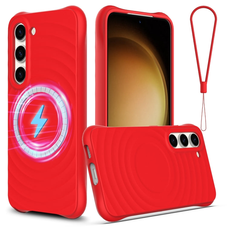 Wave Texture MagSafe Magnetic Liquid Silicone Phone Case, For Samsung Galaxy S23+ 5G, For Samsung Galaxy S23 5G