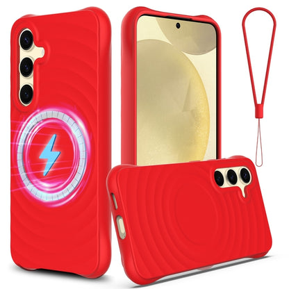 Wave Texture MagSafe Magnetic Liquid Silicone Phone Case, For Samsung Galaxy S25+ 5G, For Samsung Galaxy S25 Ultra 5G, For Samsung Galaxy S24 FE 5G, For Samsung Galaxy S24 Ultra 5G