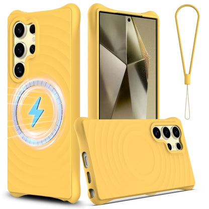 Wave Texture MagSafe Magnetic Liquid Silicone Phone Case, For Samsung Galaxy S25+ 5G, For Samsung Galaxy S25 Ultra 5G, For Samsung Galaxy S24 FE 5G, For Samsung Galaxy S24 Ultra 5G