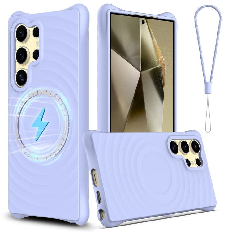 Wave Texture MagSafe Magnetic Liquid Silicone Phone Case, For Samsung Galaxy S25+ 5G, For Samsung Galaxy S25 Ultra 5G, For Samsung Galaxy S24 FE 5G, For Samsung Galaxy S24 Ultra 5G