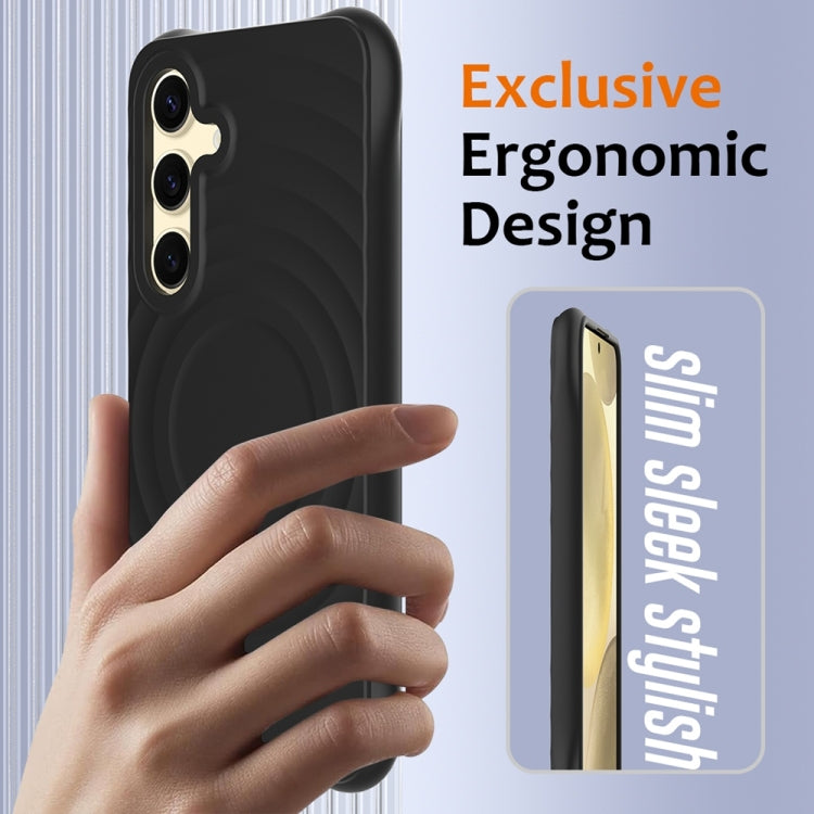 Wave Texture MagSafe Magnetic Liquid Silicone Phone Case, For Samsung Galaxy S25+ 5G, For Samsung Galaxy S25 Ultra 5G, For Samsung Galaxy S24 FE 5G, For Samsung Galaxy S24 Ultra 5G