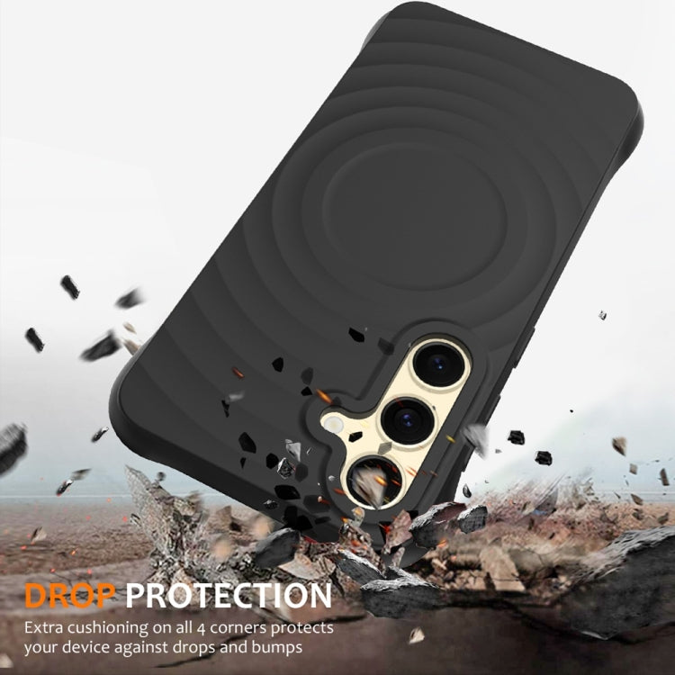 Wave Texture MagSafe Magnetic Liquid Silicone Phone Case, For Samsung Galaxy S25+ 5G, For Samsung Galaxy S25 Ultra 5G, For Samsung Galaxy S24 FE 5G, For Samsung Galaxy S24 Ultra 5G