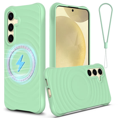 Wave Texture MagSafe Magnetic Liquid Silicone Phone Case, For Samsung Galaxy S25+ 5G, For Samsung Galaxy S25 Ultra 5G, For Samsung Galaxy S24 FE 5G, For Samsung Galaxy S24 Ultra 5G